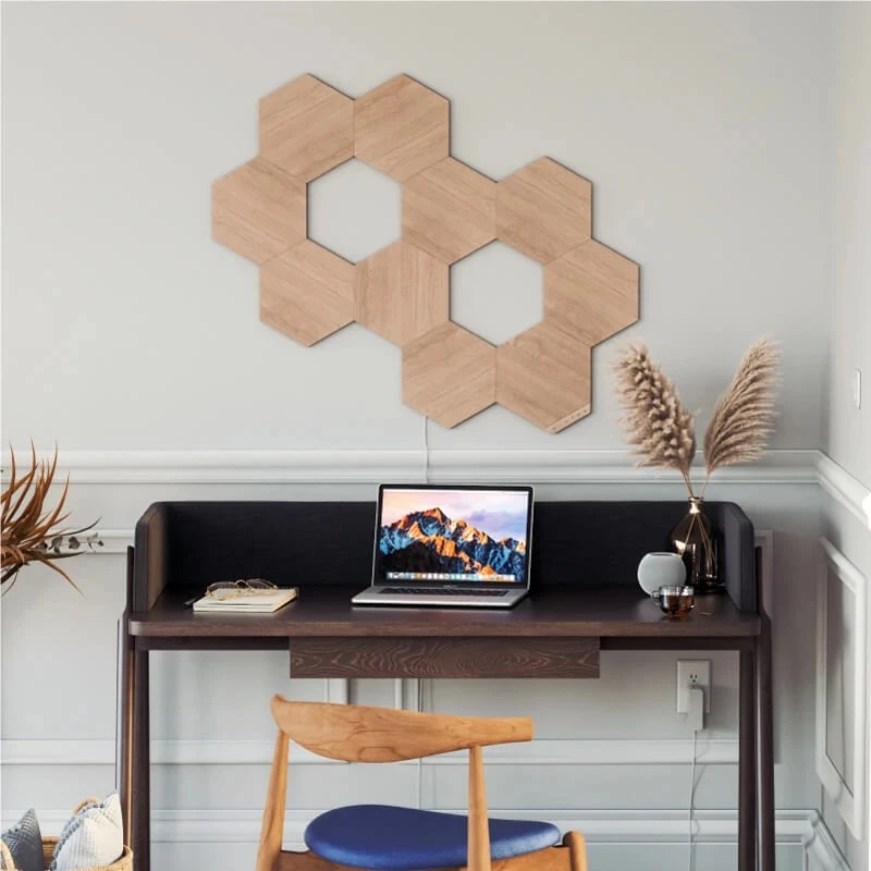 Nanoleaf Elements Wood Look Hexagons Starter Kit (13 plokščių) | Šalta balta + Šilta balta