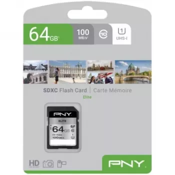 Flash atminties kortelė PNY Elite 64 GB SDXC UHS-I Class 10 P-SD64GU1100EL-GE