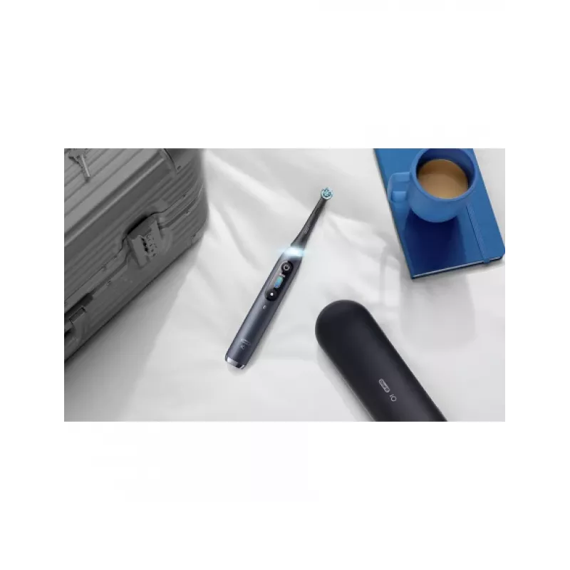 Oral-B iO8 Series Duo elektrinis dantų šepetėlis su įkrovimu, 6 režimai, 2 antgaliai, juodas/baltas