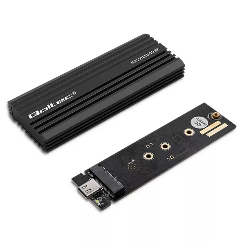 Išorinis SSD korpusas QOLTEC NV2270 M.2 SATA/NVMe diskams, USB-C, iki 2 TB