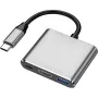 XtremeMac XWH-HUB3-13 nešiojamojo kompiuterio dokavimo stotelė ir prievadų replikatorius, USB Type-C, laidinis, sidabrinis (XWH-HUB3-13)