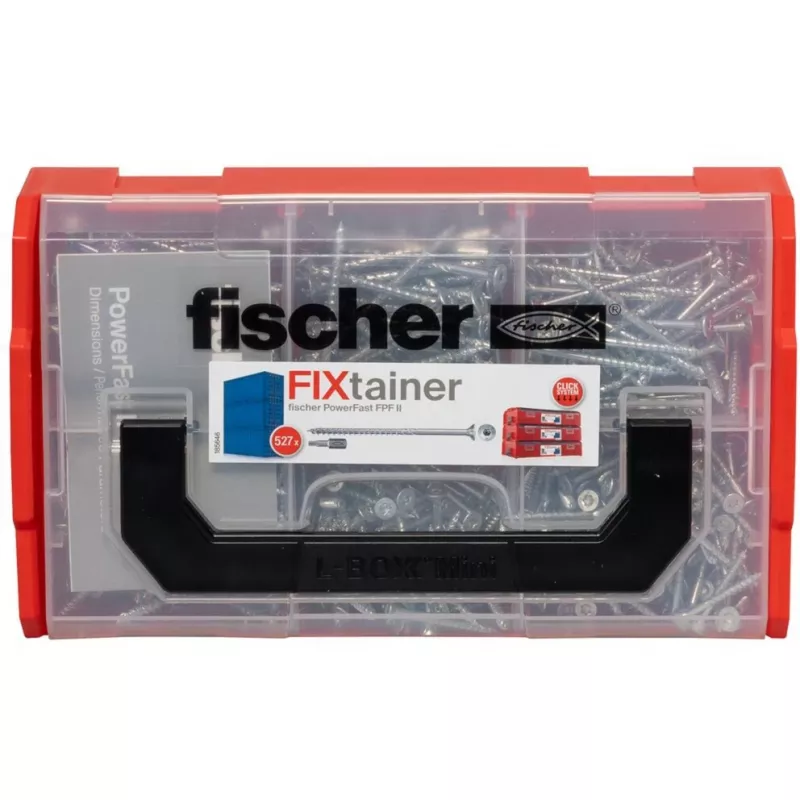 fischer FixTainer PowerFast II TX TG 562272 Medžio drožlių plokščių varžtų rinkinys Plienas cinkuotas (562272)