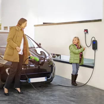 Qoltec Mobile EV Car Charger Adjustable 2in1 Type2 | 11kW | CEE 5 PIN | LCD | 3 fazės | Nešiojamas | Wallbox | 5m