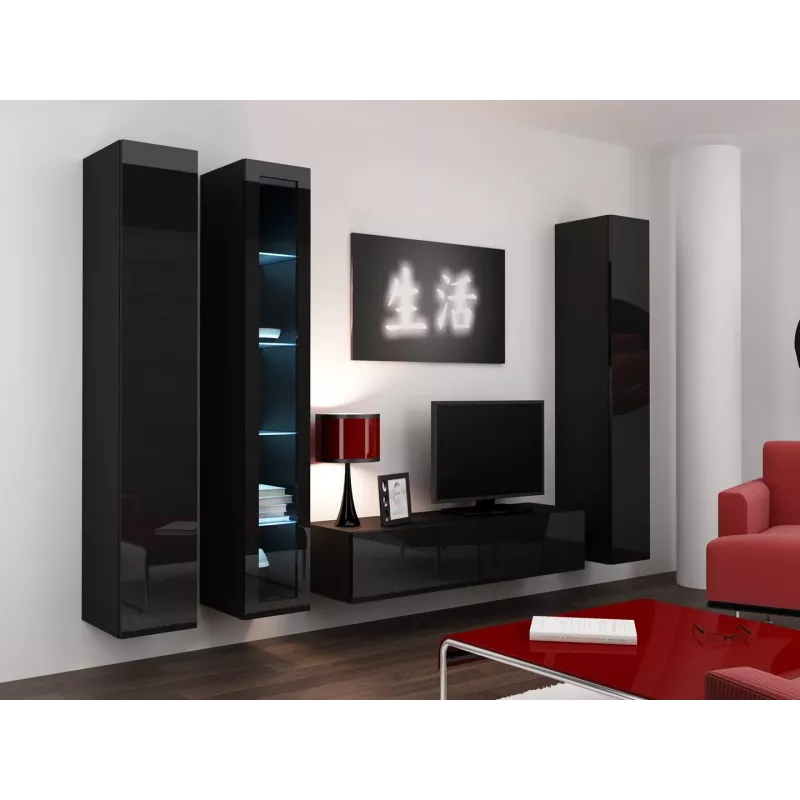 Cama Vitrininė spintelė VIGO '180' 180/40/30 juodas/juodas blizgus