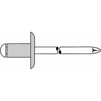 Aklosios kniedės GESIPA 4x8 mm, didelis flanšas, suėmimas 3,0–5,0 mm, pakuotė po 500 vnt.