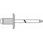 Aklosios kniedės GESIPA 4x8 mm, didelis flanšas, suėmimas 3,0–5,0 mm, pakuotė po 500 vnt.