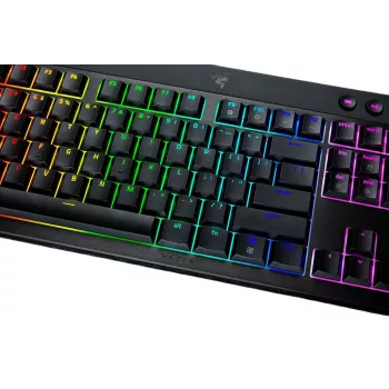 Razer BlackWidow V4 Low-Profile Tenkeyless HyperSpeed – belaidė klaviatūra (US, juoda, Yellow jungikliai)