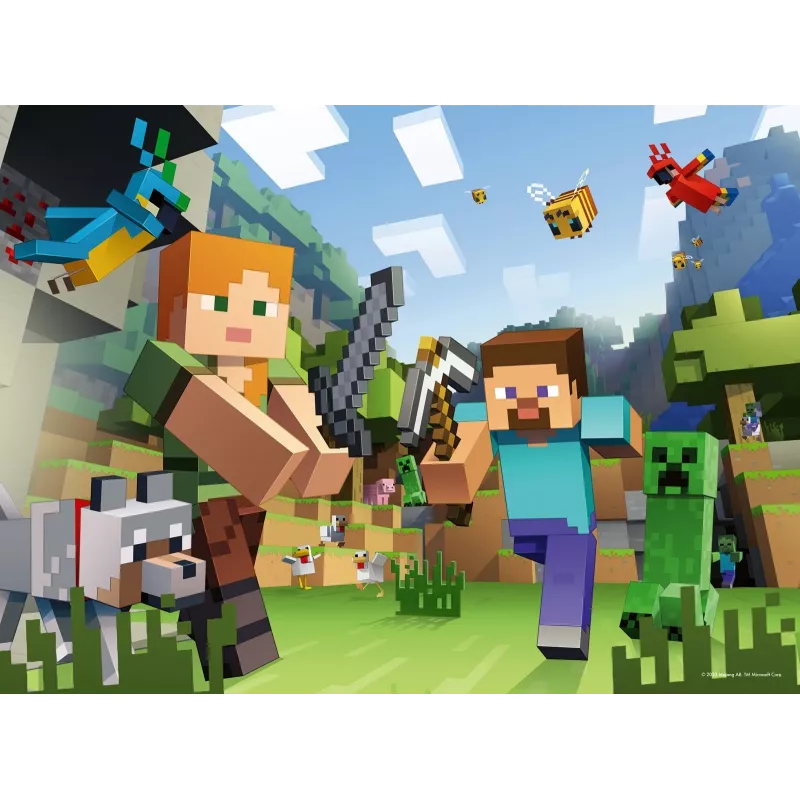 Dėlionė Ravensburger Puzzle XXL 100 dalių Minecraft – didelės detalės vaikams ir gerbėjams