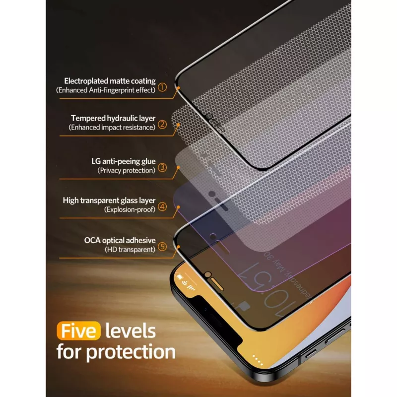 NEVOGLASS 3D PRIVACY apsauginis stiklelis skaidrus, iPhone 17 Pro / 16 Pro