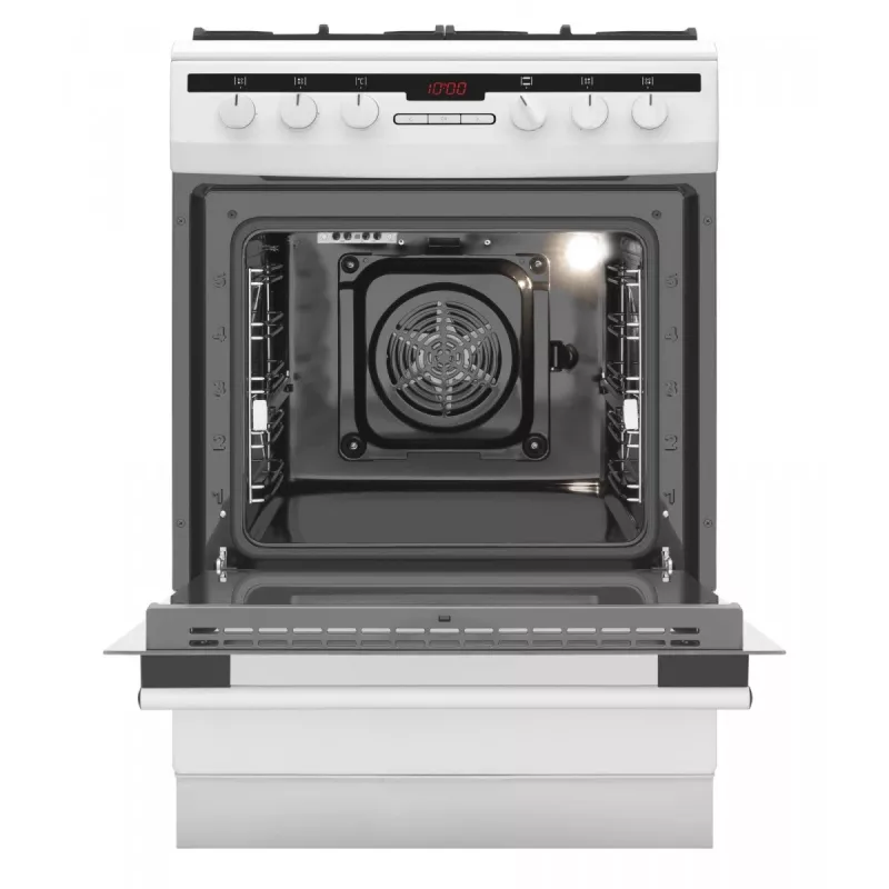 Laisvai pastatoma viryklė AMICA 617GEH3.33HZpTaDpA(W) PIZZA – dujinė kaitlentė 4 zonos, elektrinė orkaitė 65 L, elektroninis laikmatis, balta