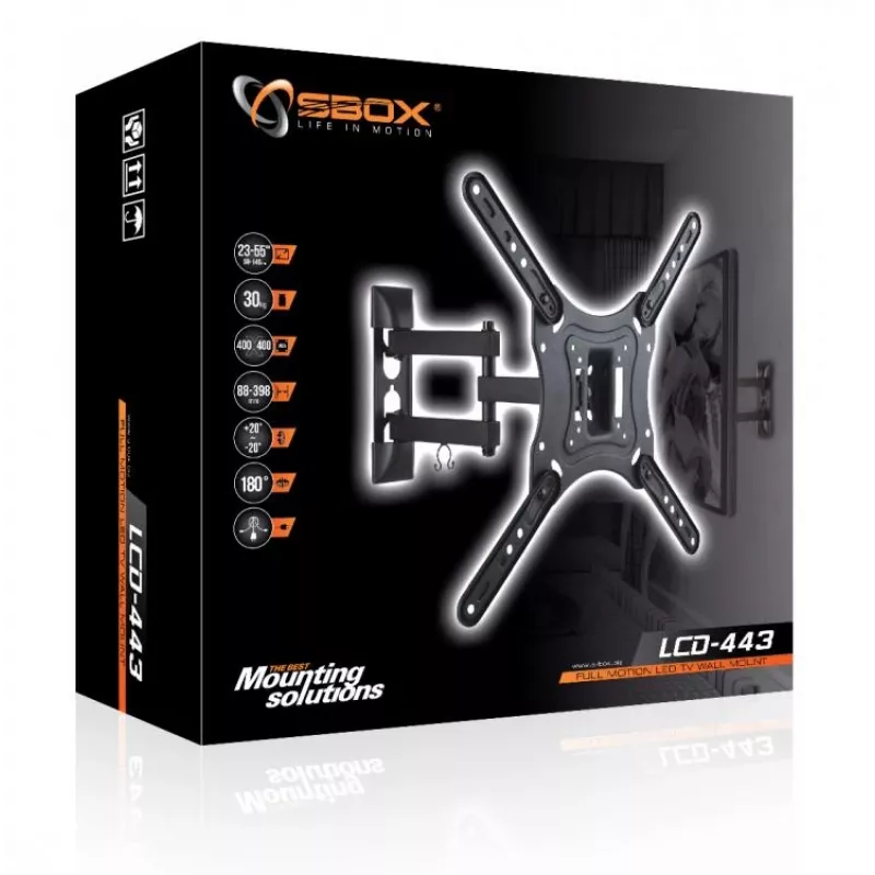 Sbox LCD-443 pasukamas ir pakreipiamas sieninis laikiklis (23-55 col./30 kg/400x400)