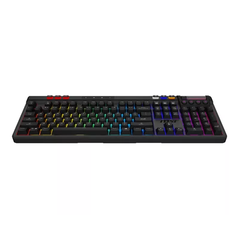 Mechaninė žaidimų klaviatūra MSI Strike Pro W Silent US išdėstymas RGB apšvietimas, laidas, tylūs lytėjimo jungikliai