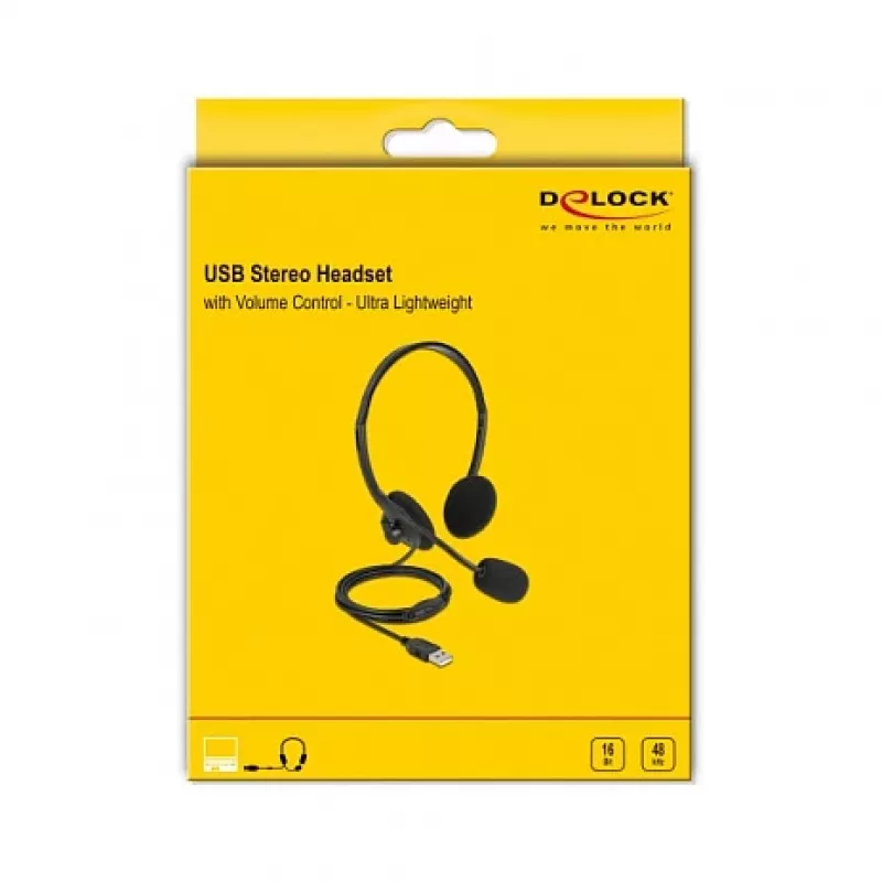 Ausinės DeLOCK USB stereo ausinės su garsumo valdymu