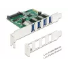 DeLOCK 89360 vidinė PCIe sąsajos plokštė su 4 USB 3.2 Gen 1 prievadais