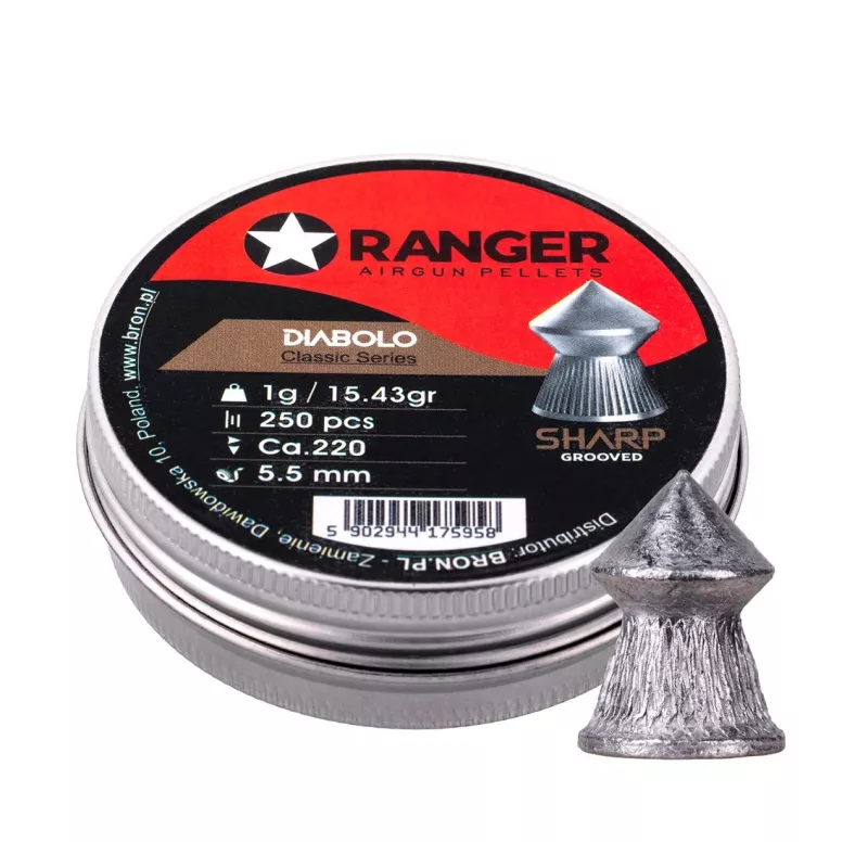 5.5 mm RANGER Diabolo Professional Sharp Grooved Point 250 šratai
