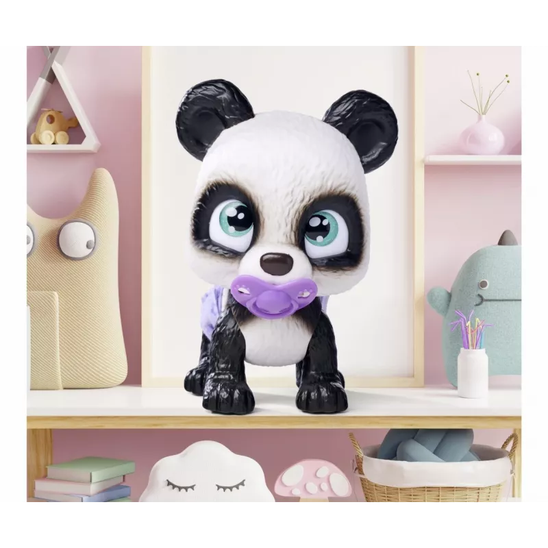 Simba 105950054 Pamper Petz Panda (apie 15 cm) – interaktyvus žaislinis gyvūnėlis su gėrimo ir šlapinimosi funkcija vaikams nuo 3 metų