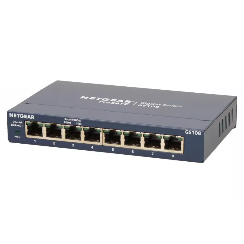 Nevaldomas jungiklis NETGEAR GS108GE, 8 prievadų, Gigabit Ethernet, 16 Gbit/s