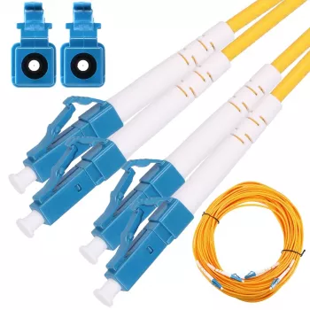 Extralink EX.2862 0,5 m LC–LC vienmodis šviesolaidinis šuolis G.652D FTTH geltonas pilnas dupleksas
