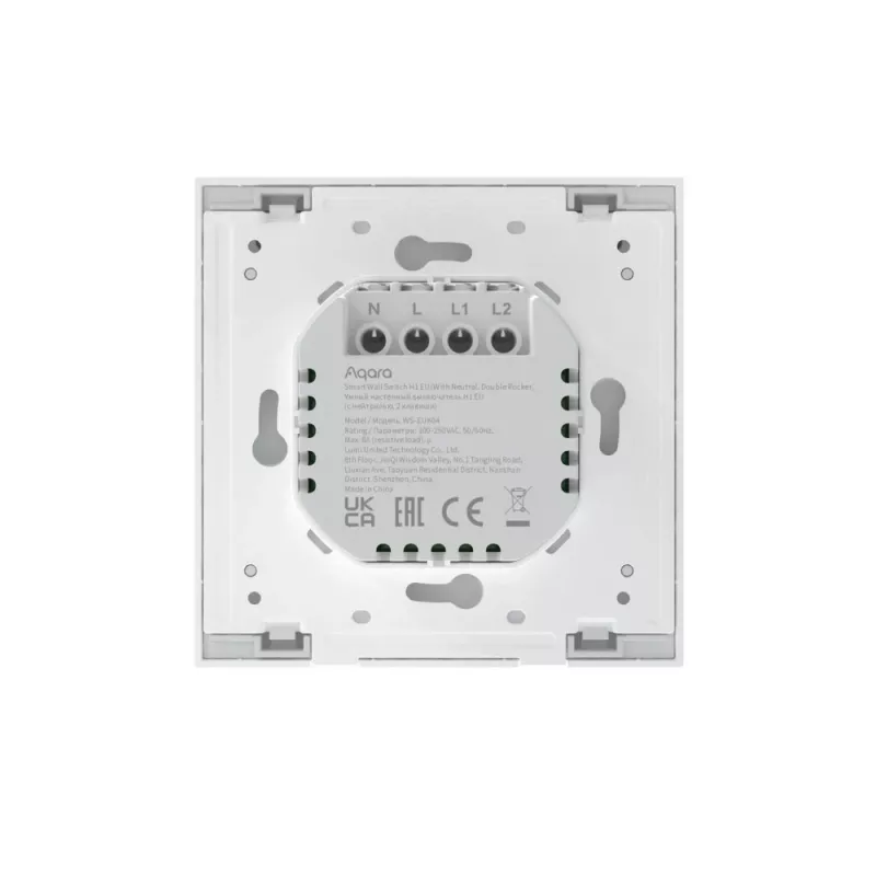 Aqara Smart Home Wall Switch H1, su nuliniu laidu, dviejų klavišų (WS-EUK04)