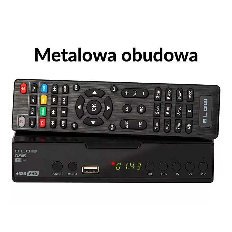 Skaitmeninis TV imtuvas BLOW 4625FHD DVB-T2 H.265 antžeminės televizijos imtuvas, HDMI, USB, SCART, Ethernet, S/PDIF