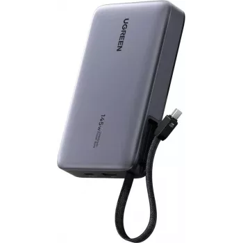 Power bank UGREEN PB551 20 000 mAh 145W su 1x USB-C, 1x USB-A ir integruotu kabeliu (55992B)
