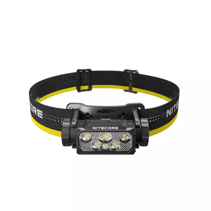 Kaktinė švieslentė Nitecore HC60 UHE su 4000 mAh baterija, 6 LED, atspari vandeniui, smūgiams, juoda/geltona