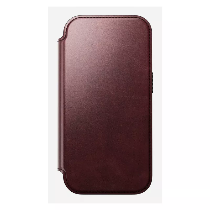 Mobiliojo telefono dėklas Nomad Modern Leather Folio, skirtas Apple iPhone 17 Pro, 6,3 colio (16 cm), odinis, bordo spalvos