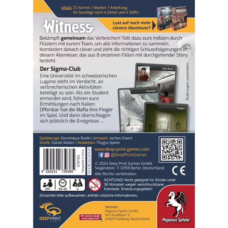 Deep Print Games: Witness - Der Sigma-Club, Dėlionė