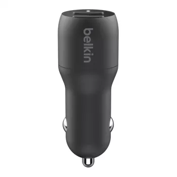 Automobilinis dviejų USB-A prievadų įkroviklis 12W x2, juodas
