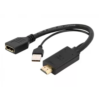 Cablexpert vaizdo adapteris DisplayPort (mot.) – HDMI (pat.) su USB maitinimu, 10 cm