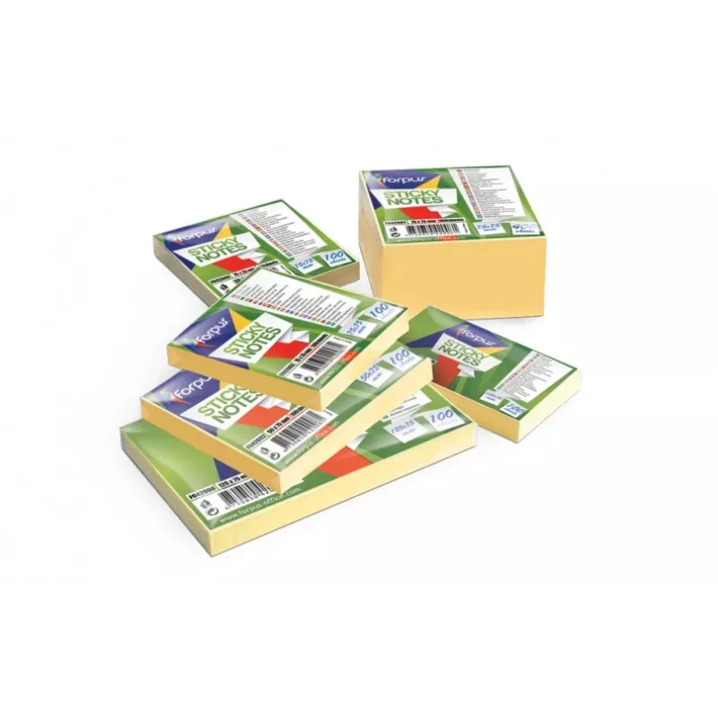 Lipnūs lapeliai Forpus, 75x75mm, geltoni, kubas (1x400) 0717-116