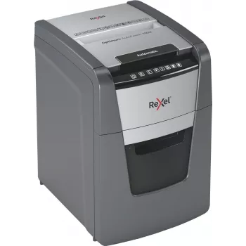 Rexel Optimum Auto+ 100M popieriaus smulkintuvas, mikro pjūvis, 55 dB, 22 cm, juoda, pilka