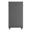 19 colių stelažinė spinta LANBERG 22U 600x1000 mm, juoda, stiklinės priekinės ir galinės durelės