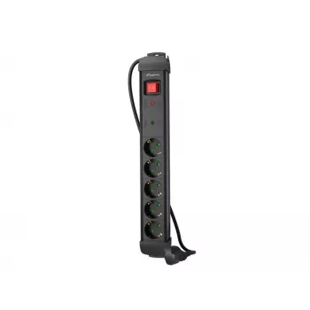 Prailginimo laidas Lanberg SP1-05F-0500-BK 5m 5 AC kištukiniai lizdai vidaus juodas