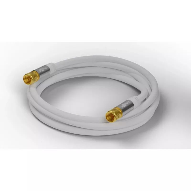 Goobay SAT antenos laidas (135 dB tipas), 4x ekranuotas, 5 m, baltas – auksuotas, F kištukas > F kištukas (70644)