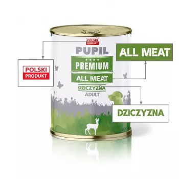 PUPIL Premium All Meat Venison – šlapias šunų ėdalas – 800g