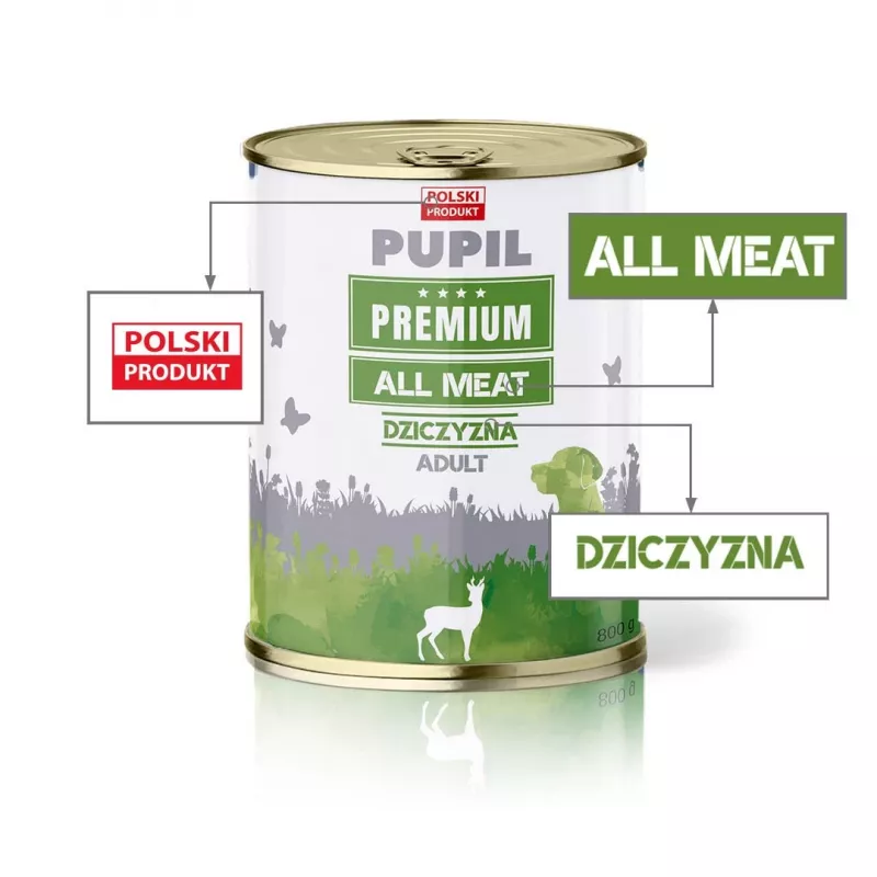 PUPIL Premium All Meat Venison – šlapias šunų ėdalas – 800g