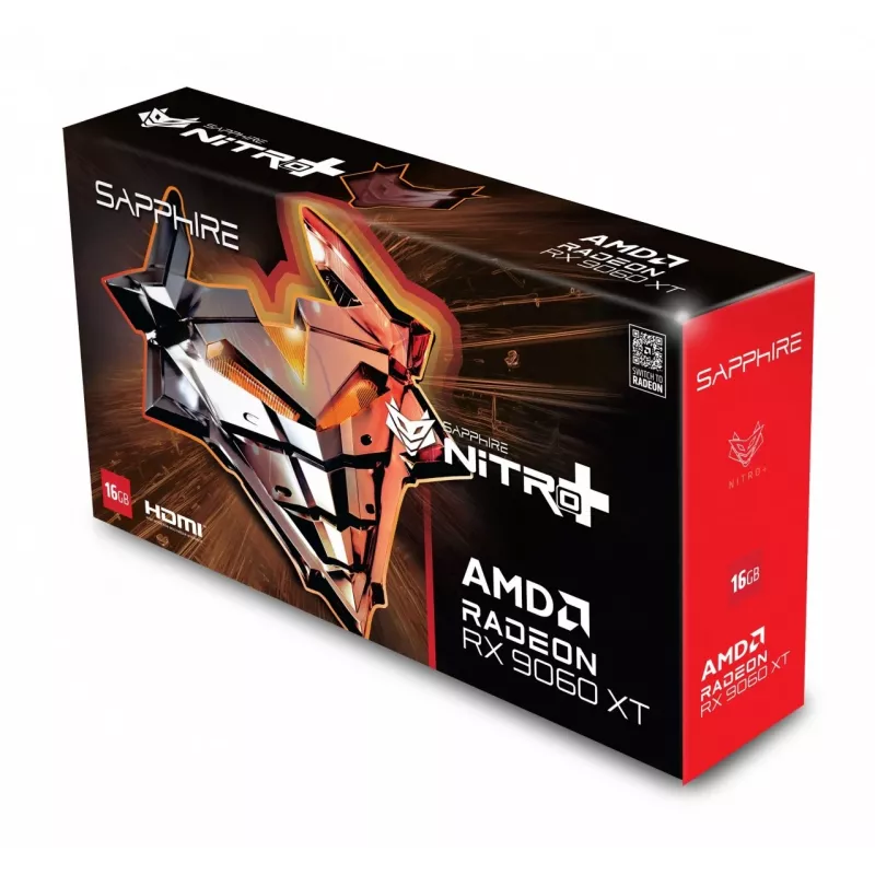 Vaizdo plokštė Sapphire NITRO+ Radeon RX 9060 XT — 8 GB GDDR6, 128 bitų, PCIe x16 5.0