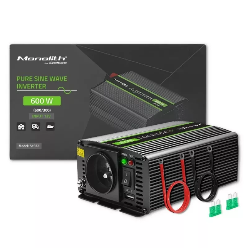 Qoltec Monolith keitiklis automobilinis 600 W 12 V