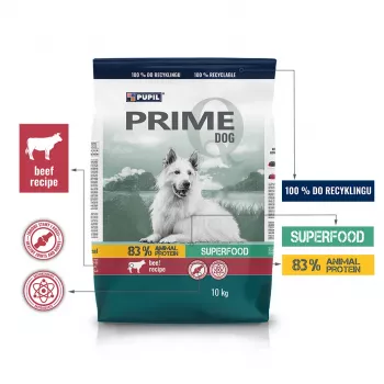 PUPIL Prime Rich in beef with vegetables - sausas šunų maistas su jautiena ir daržovėmis - 10kg