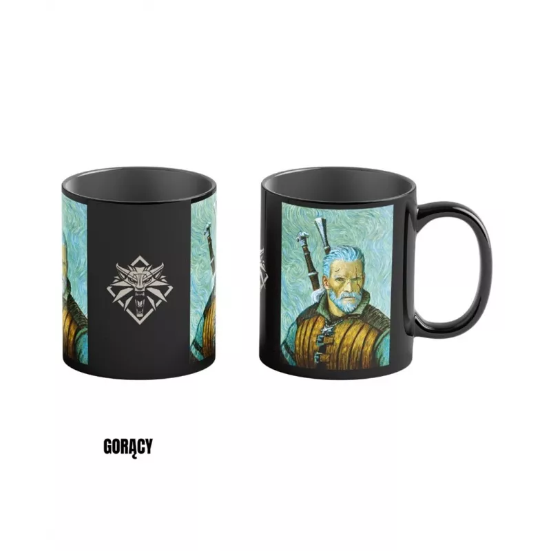 Terminis puodelis Good Loot The Witcher 3 Game Art Chronicles – Geralt & Vincent van Gogh 450 ml Juodas