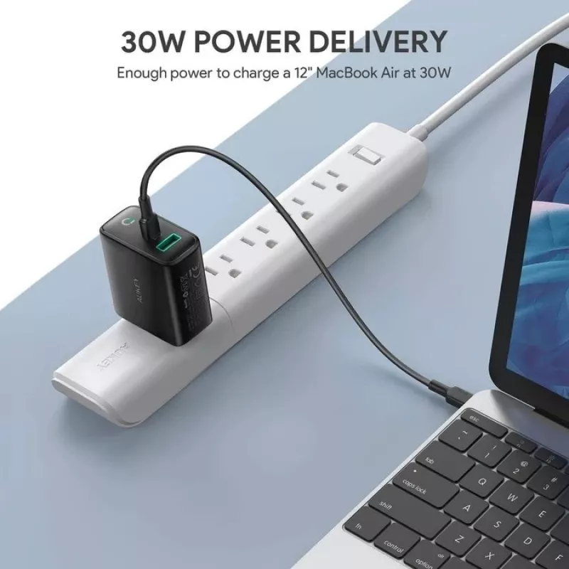 Sieninis įkroviklis 2xUSB Power Delivery (1xUSB A+1xUSB C) 5.4A 30W Dynamic Detect PA-D1