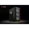 PC korpusas SAVIO Noctis Flow RGB — Cube, ATX/Mini-ITX, 3x 120 mm priekiniai ventiliatoriai, grūdintas stiklas šone, maks. GPU 35 cm