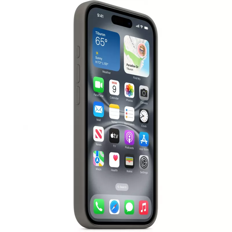 Apple iPhone 16 Silikoninis Dėklas su MagSafe Stone Gray