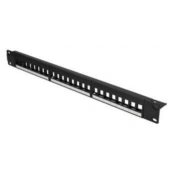 Pataisų skydas Extralink 24 prievadų U/UTP (UTP) modulinis, 1U, juodas, 482,6 mm pločio