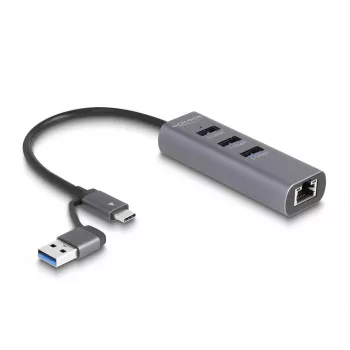 DeLOCK 64282 nešiojamojo kompiuterio dokavimo stotelė ir prievadų replikatorius, laidinis, USB 3.2 Gen 1 (3.1 Gen 1) Type-C, pilka (64282)