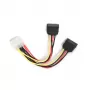 SATA maitinimo laidas Gembird CC-SATA-PSY-0.3M, 30 cm, 5.25 inch (Molex) → 2× SATA, įvairiaspalvis