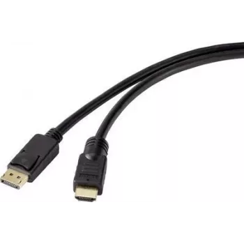 Renkforce DisplayPort / HDMI jungiamasis laidas 20,00 m RF-4596876, paauksuoti kontaktai, juodas [1x DisplayPort kištukas – 1x HDMI kištukas]