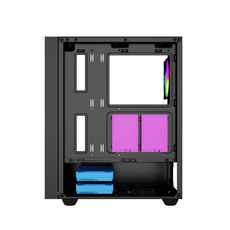 Korpusas GEMBIRD CCC-FC-4000 Midi Tower juodas, grūdintas stiklas, RGB apšvietimas, ATX/Micro-ATX/ITX