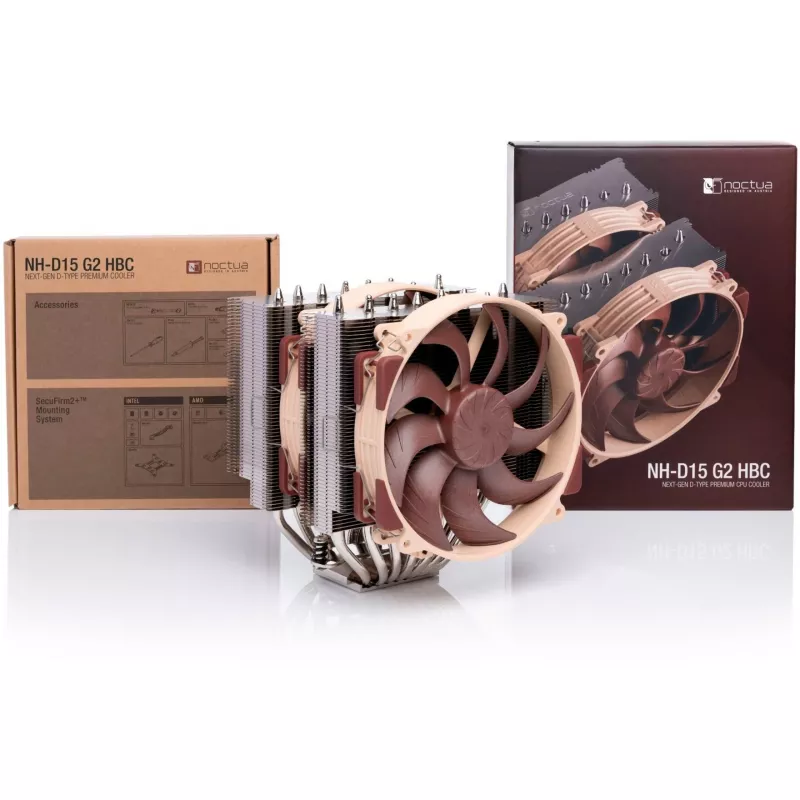 Oro aušintuvas Noctua NH-D15 G2 HBC, du 140 mm ventiliatoriai, 1250–1500 RPM, 155.6 m³/h, 12 V, varis, 152×150×168 mm